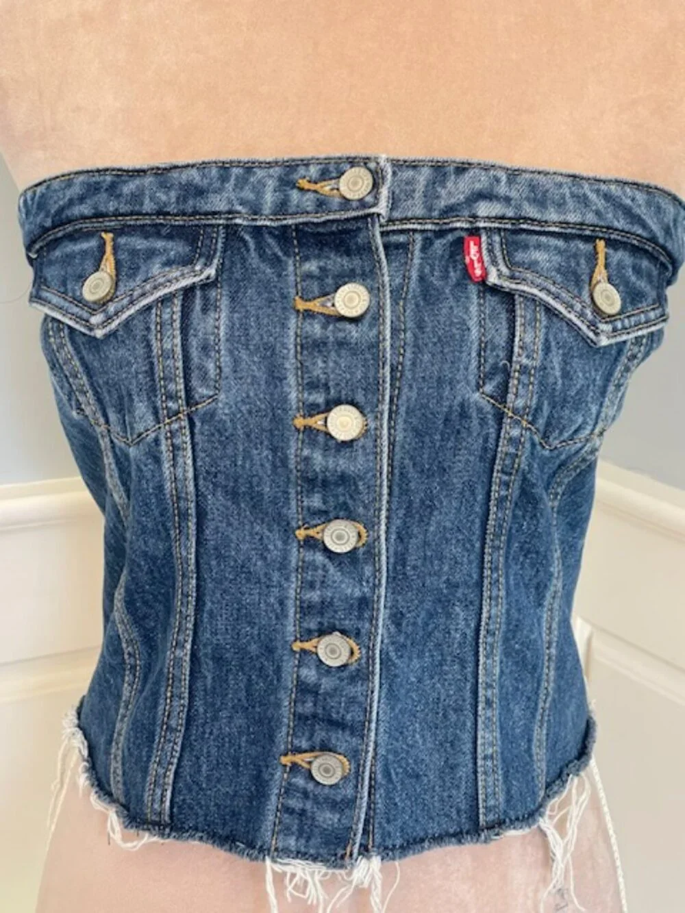 Levi's X Free People Denim Lace Up Corset Bustier Tank Top Small - Picture 3 of 10